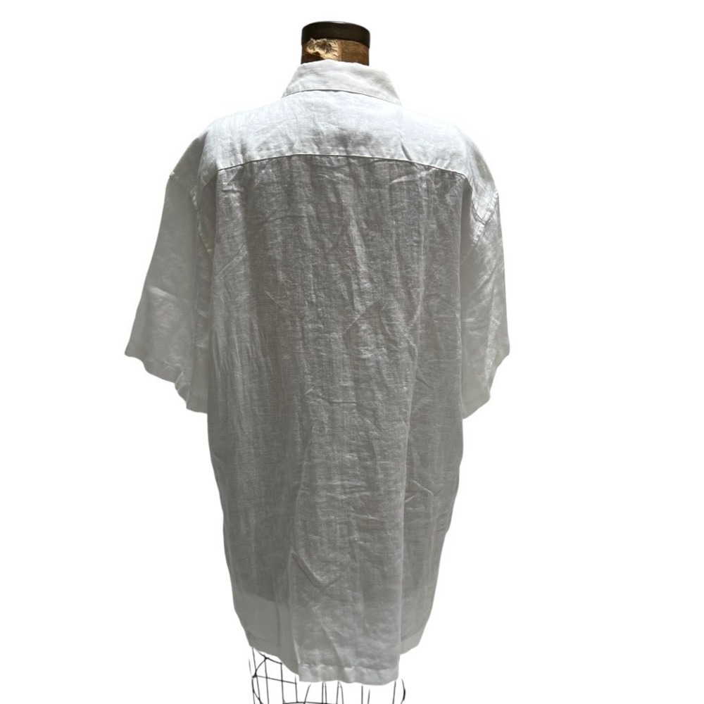 Joseph Abboud Men 2XLT White Linen Short Sleeve Button Up Shirt Big & Tall Boxy - Picture 5 of 16